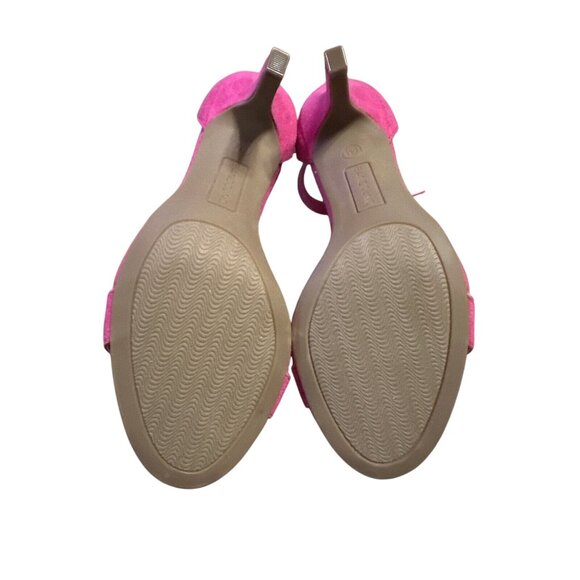 Bandolino Womens Pink Open Toe Ankle Strap Suede Heels Size 6.5M $89 - Picture 2 of 7